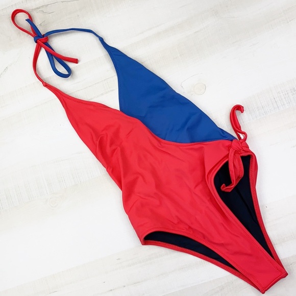 SOLID & STRIPED Matilde Swimsuit In Red/slate NWT - Picture 2 of 12
